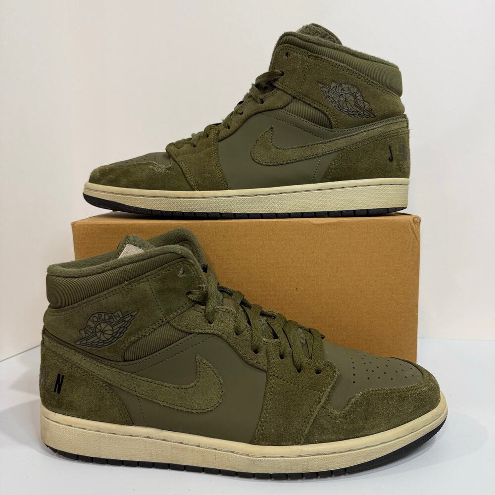 Air Jordan 1 Retro Mid 'Olive
Canvas' 2018 Men’s Size 11 - BQ6579-300